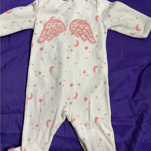 Carter's White and Pink Starry Footie - Picture 3 of 3